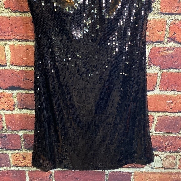 Sandra Venditti Black Sequin Fitted Bodycon Party Sparkle Cocktail Dress Sz M - Picture 7 of 11